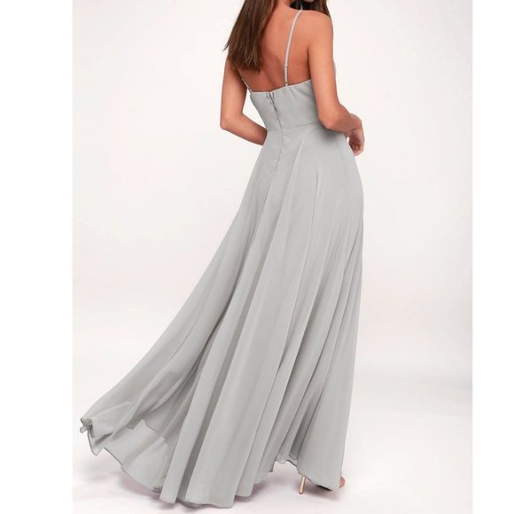 NWOT Lulus All About Love Maxi Dress - Light Grey - Size M - Picture 2 of 4